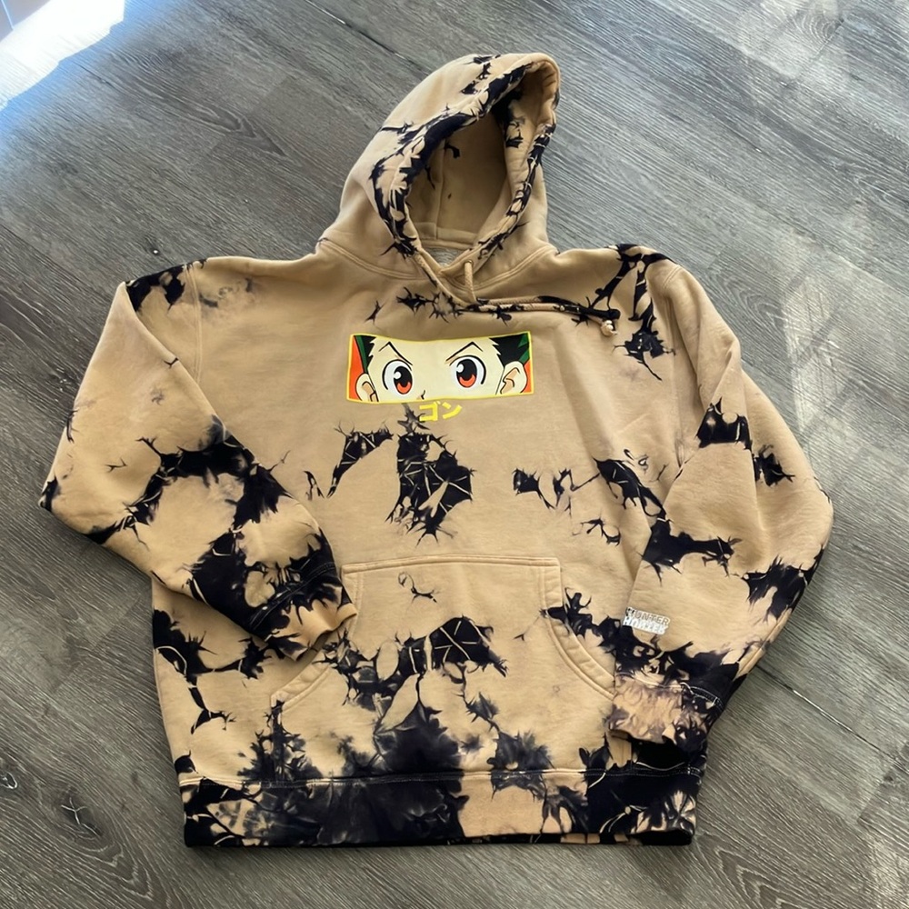 Hunter Hunter men’s Go eye tie anime manga Tan and Black Hoodie Size:L